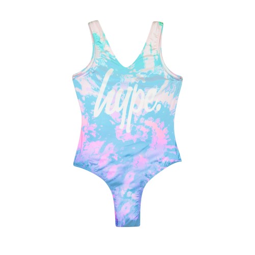 Front - Hype Girls Pastel Tie Dye One Piece Swimsuit