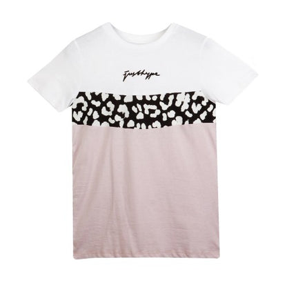 Front - Hype Womens/Ladies Chevron Leopard Scribble T-Shirt