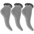 Front - Childrens Girls Ruffled Trim School Socks (Pack Of 3)