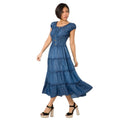 Front - Krisp Womens/Ladies Plain Denim Capped Sleeved Maxi Dress