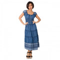 Front - Krisp Womens/Ladies Floral Denim Capped Sleeved Midi Dress