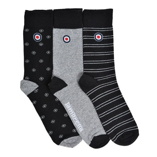 Front - Lambretta Mens Target Socks (Pack of 3)