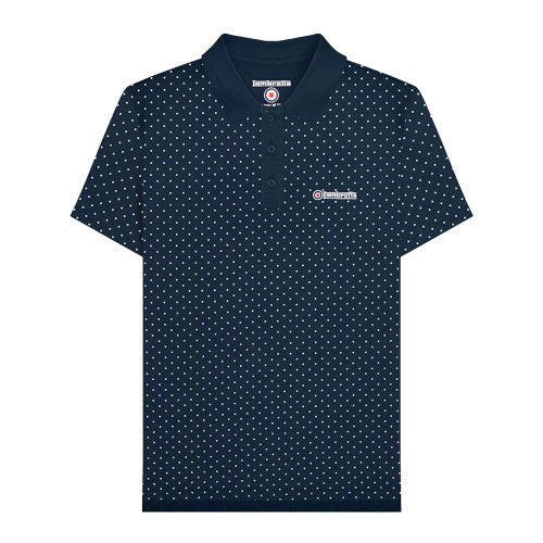 Front - Lambretta Mens SS24 Polka Dot Polo Shirt