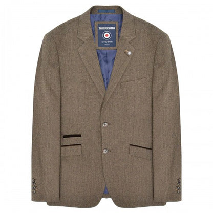 Front - Lambretta Mens Morgan Herringbone Single-Breasted Blazer