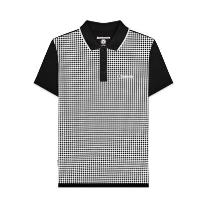 Front - Lambretta Mens Gingham All-Over Print Polo Shirt