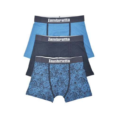 Front - Lambretta Mens Paisley Boxer Shorts (Pack of 3)