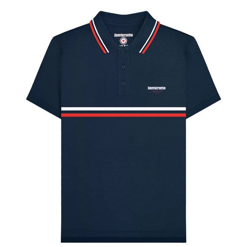 Front - Lambretta Mens Classic SS24 Stripes Polo Shirt