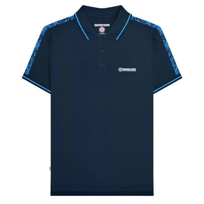 Front - Lambretta Mens SS24 Paisley Taped Polo Shirt