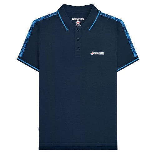 Front - Lambretta Mens SS24 Paisley Taped Polo Shirt