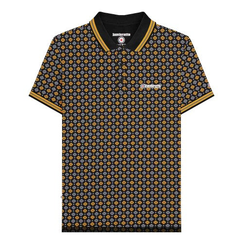 Front - Lambretta Mens SS25 Geometric Polo Shirt