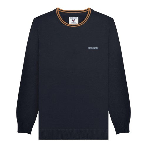 Front - Lambretta Mens Knitted Tipped Jumper
