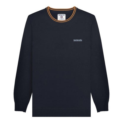 Front - Lambretta Mens Knitted Tipped Jumper