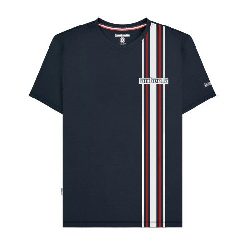 Front - Lambretta Mens SS25 Side Stripe T-Shirt