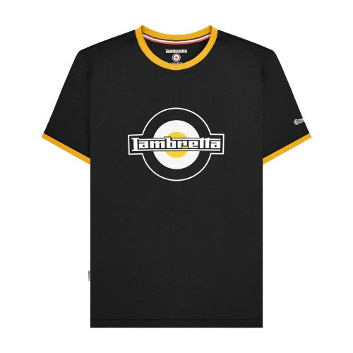 Front - Lambretta Mens SS25 Ringer Logo T-Shirt