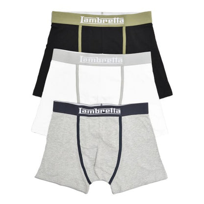 Front - Lambretta Mens Classic Boxer Shorts (Pack of 3)