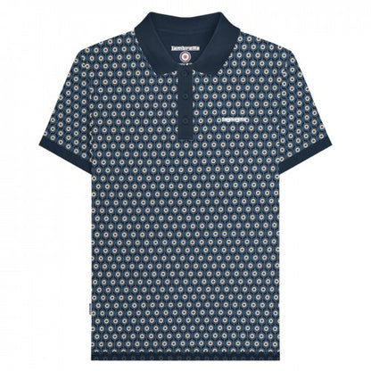 Front - Lambretta Mens Roundel Geometric Big & Tall Polo Shirt