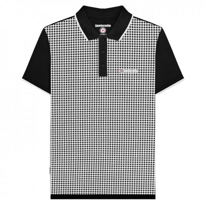 Front - Lambretta Mens Gingham All-Over Print Big & Tall Polo Shirt