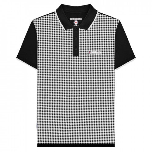 Front - Lambretta Mens Gingham All-Over Print Big & Tall Polo Shirt