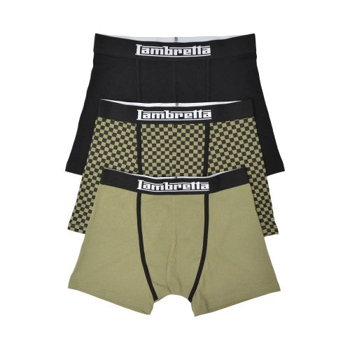 Front - Lambretta Mens Assorted Designs Boxer Shorts (Pack of 3)