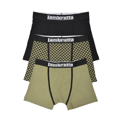 Front - Lambretta Mens Assorted Designs Boxer Shorts (Pack of 3)