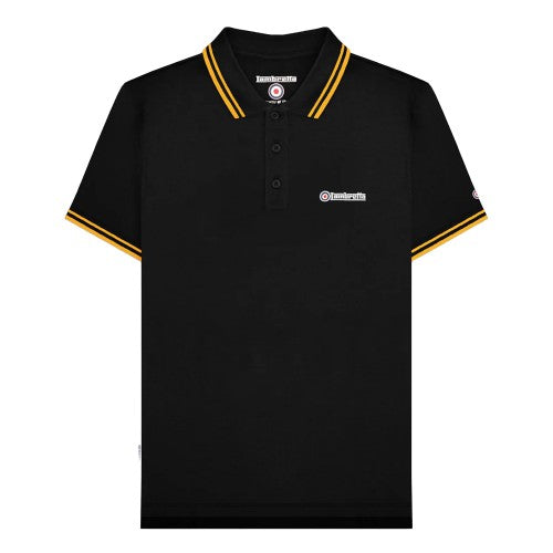 Black-White-Marmalade - Front - Lambretta Mens SS25 Twin Tip Polo Shirt