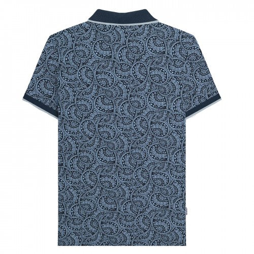 Front - Lambretta Mens Paisley Tonal Big & Tall Polo Shirt
