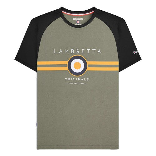 Front - Lambretta Mens SS24 Target Raglan T-Shirt