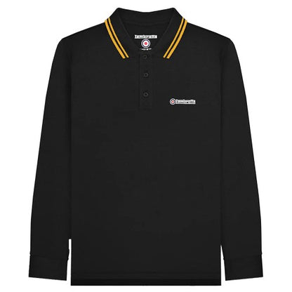 Front - Lambretta Mens Tipped Long-Sleeved Polo Shirt