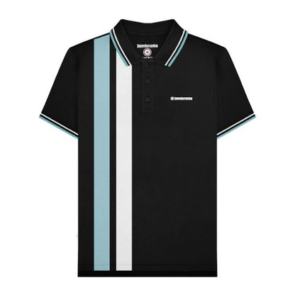 Front - Lambretta Mens SS25 Vertical Stripe Polo Shirt