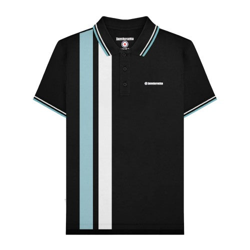 Front - Lambretta Mens SS25 Vertical Stripe Polo Shirt