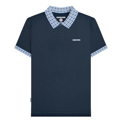 Front - Lambretta Mens SS25 Gingham Big & Tall Polo Shirt
