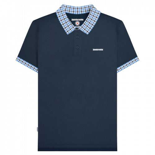 Front - Lambretta Mens SS25 Gingham Polo Shirt