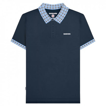 Front - Lambretta Mens SS25 Gingham Polo Shirt