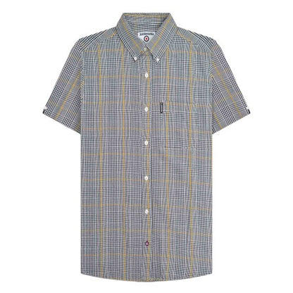 Front - Lambretta Mens SS25 Houndstooth Shirt