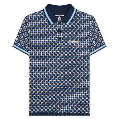 Front - Lambretta Mens SS25 Geometric Big & Tall Polo Shirt