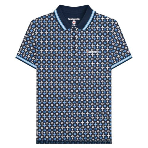 Front - Lambretta Mens SS25 Geometric Big & Tall Polo Shirt