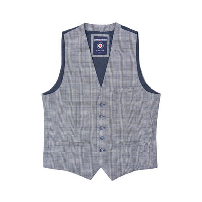 Front - Lambretta Mens George Prince Of Wales Check Waistcoat
