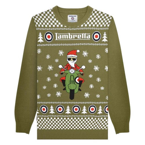 Front - Lambretta Mens AW25 Scooter Christmas Jumper
