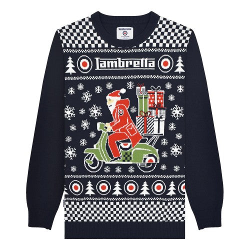 Front - Lambretta Mens AW25 Scooter Christmas Jumper