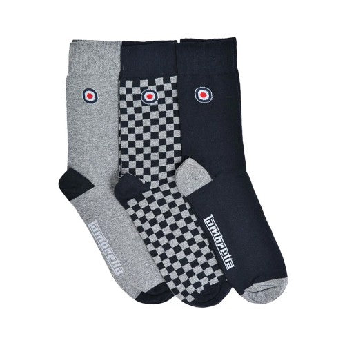 Front - Lambretta Mens Checked Socks (Pack of 3)