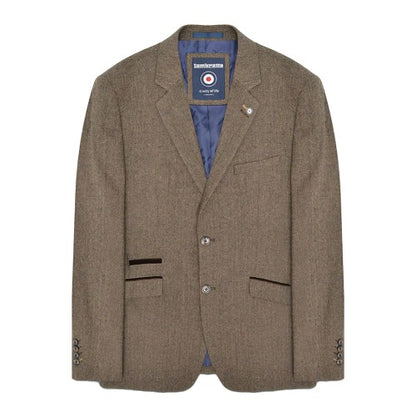 Front - Lambretta Mens Morgan Herringbone Blazer