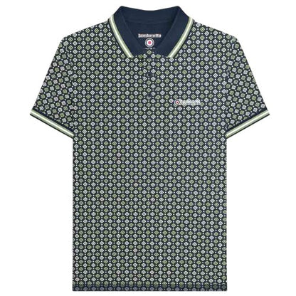 Front - Lambretta Mens Geometric Big & Tall Polo Shirt