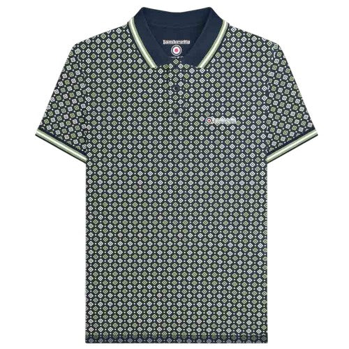 Front - Lambretta Mens Geometric Big & Tall Polo Shirt