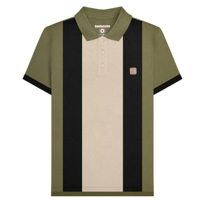 Front - Lambretta Mens Contrast Panel Vintage Polo Shirt