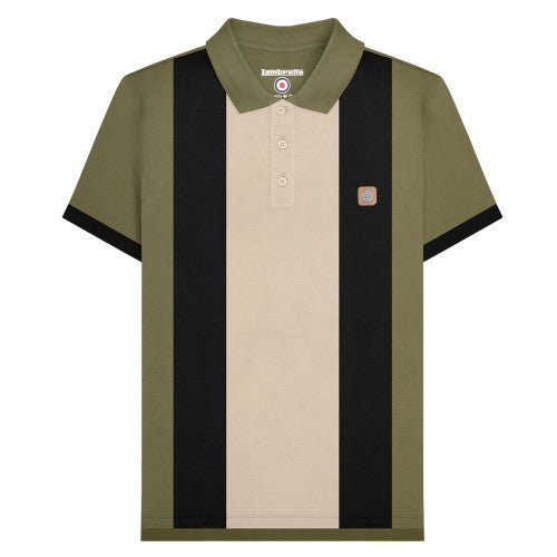 Front - Lambretta Mens Contrast Panel Vintage Polo Shirt
