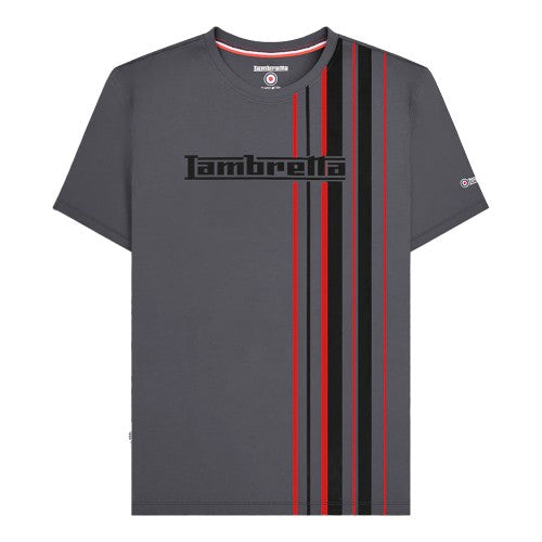 Front - Lambretta Mens Racing Stripe T-Shirt