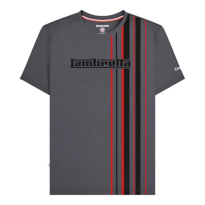 Front - Lambretta Mens Racing Stripe T-Shirt