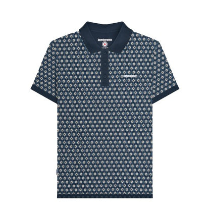 Front - Lambretta Mens Roundel Geometric Polo Shirt