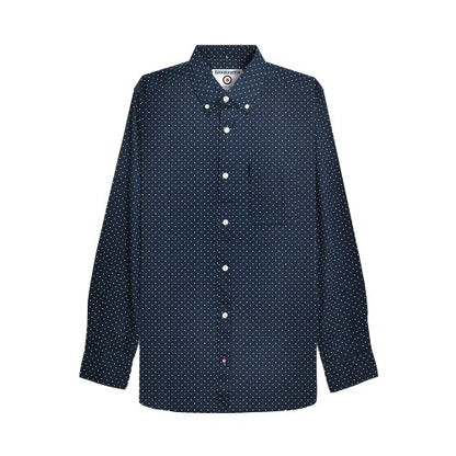 Front - Lambretta Mens Pin Dot Long-Sleeved Shirt