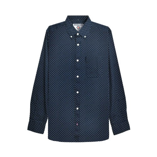 Front - Lambretta Mens Pin Dot Long-Sleeved Shirt